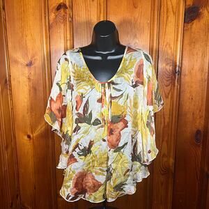 Karen Kane M Boho Blouse Cream Flowy